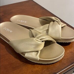 J. Crew Women's Shimmering Gold Twist Sandals